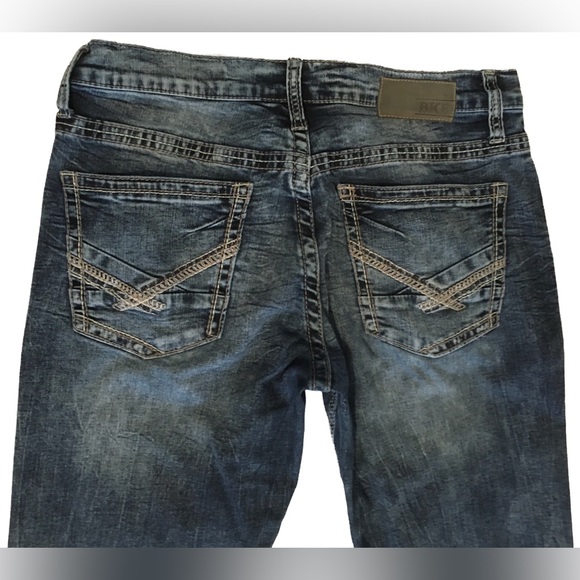 BKE Jeans 34L triple stitch factory fade/distressed jeans - Picture 4 of 8